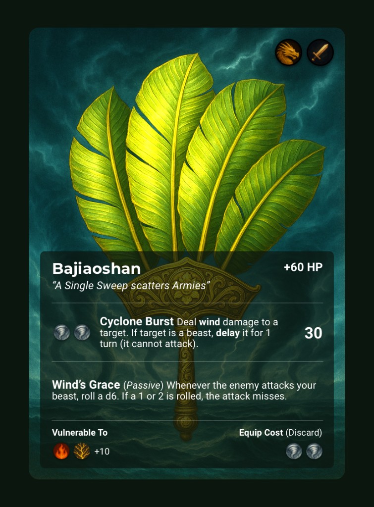 Bajiaoshan, Weapon card