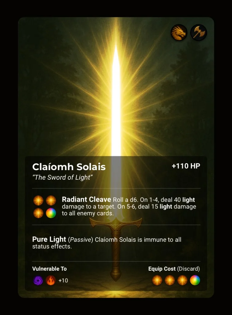 Claíomh Solais, Weapon card