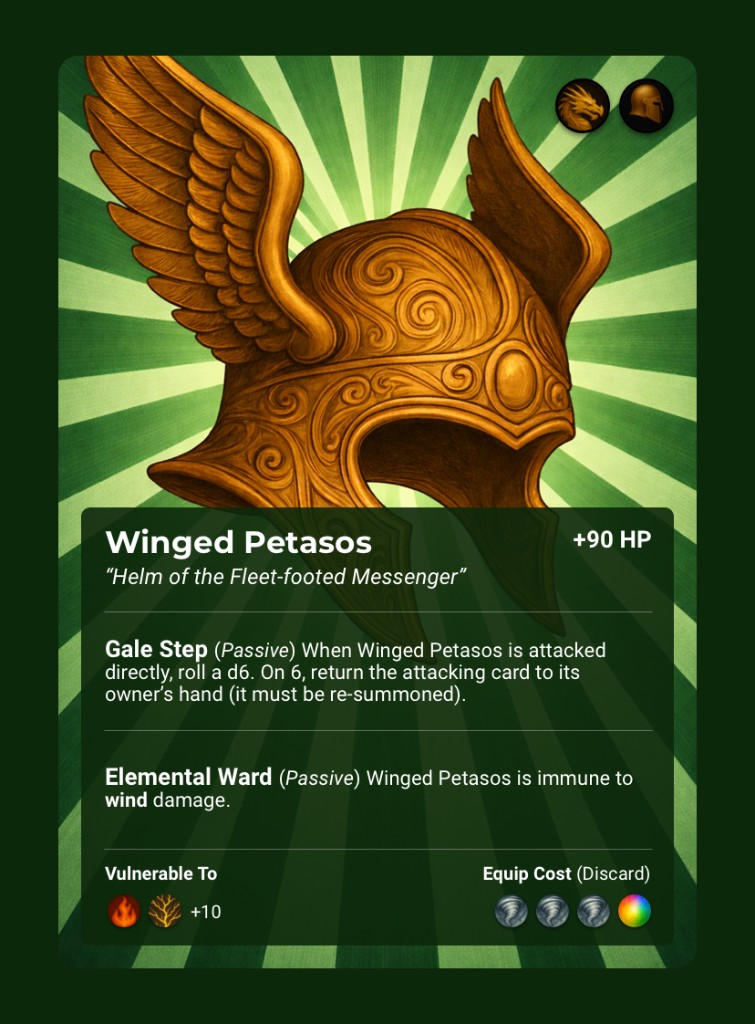 Winged Petasos, Armor card